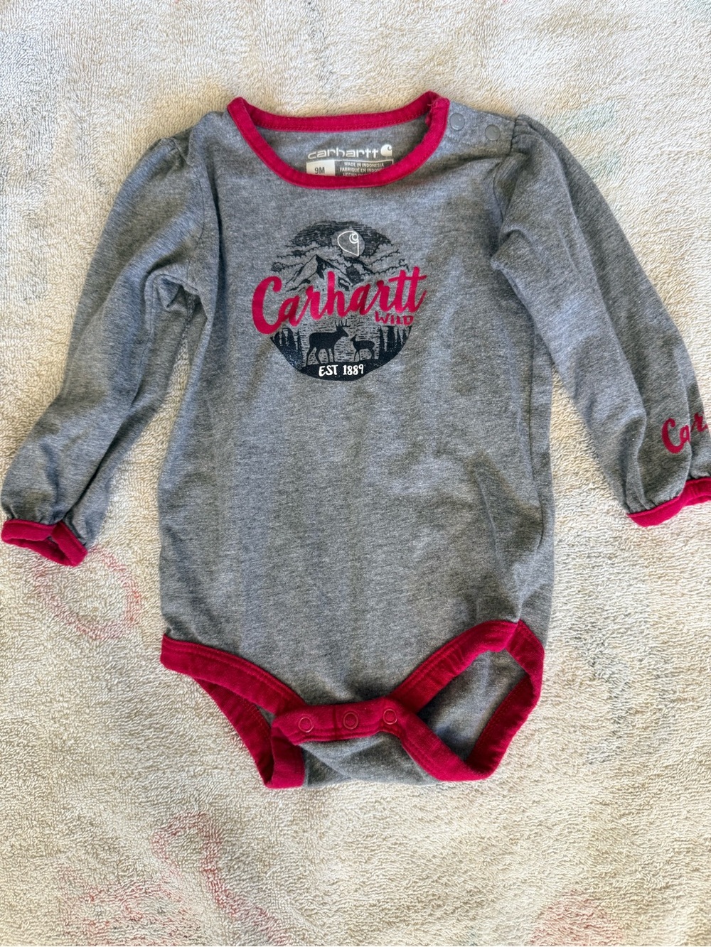 Carhartt Gray One-Piece with dark pink Trim and Logo